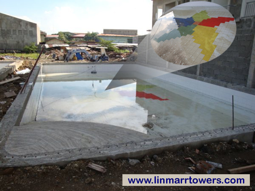 Image of the kiddie pool construction at Linmarr Towers Condominium Complex